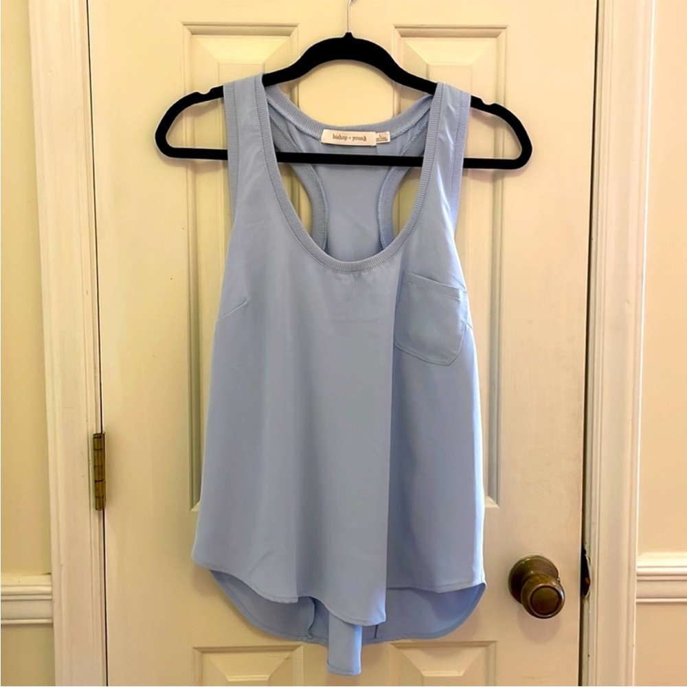 Bishop + Young Luna Racerback Pocket Tank in Surf Blue Large